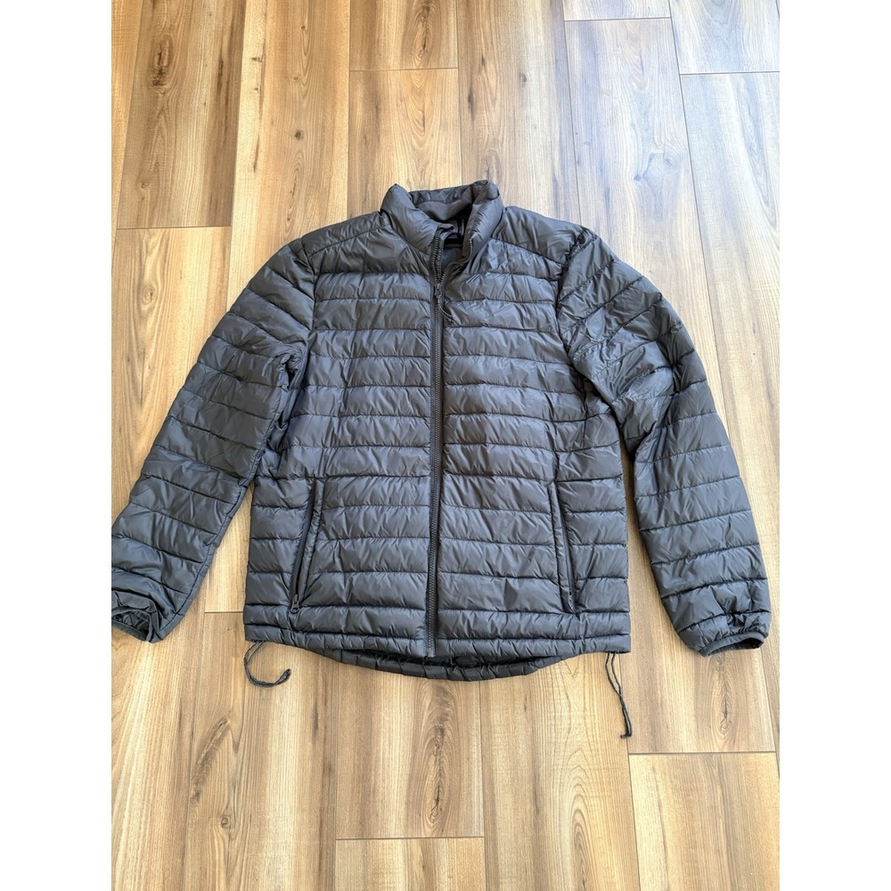 Champion Down Puffer Jacket Mens Medium Gray Full Zip Quilted Packable